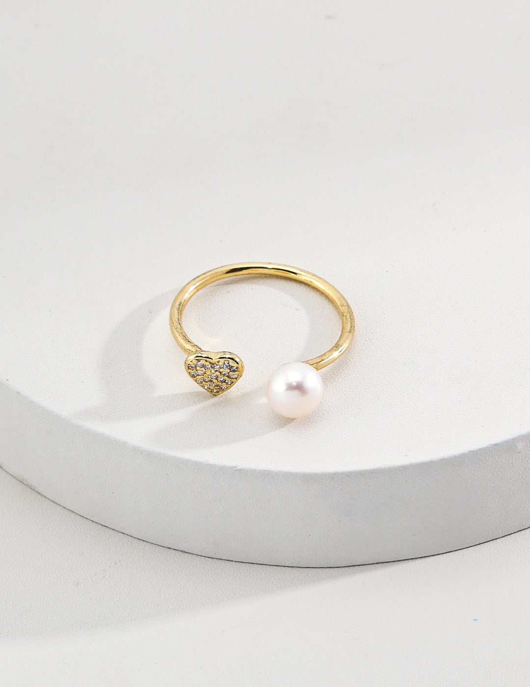 Golden Pearl Heart Ring-103778